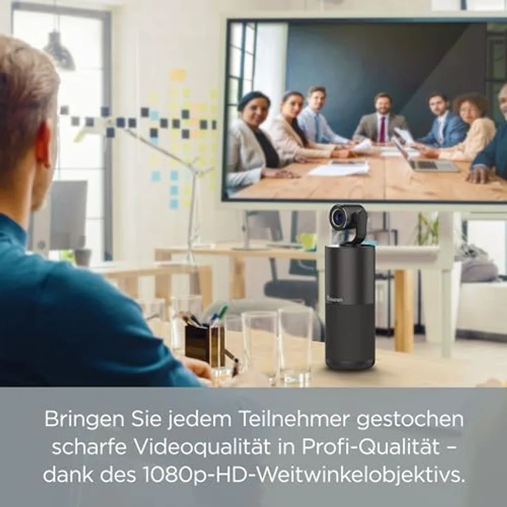 TOUCAN Connect Video Conference System - 1440p HD-Kamera, FHD, 5 W Lautsprecher, 4 Mikrofone mit Echounterdrückung - Webcam mit Mikrofon – Bild 3