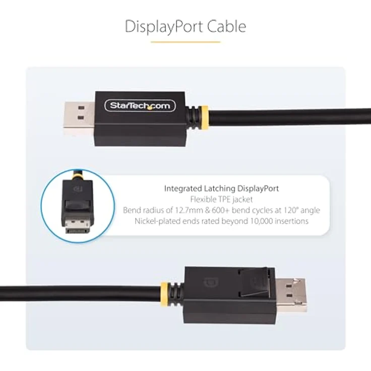StarTech.com 1m DisplayPort 2.1 Kabel, VESA zertifiziert DP40 DisplayPort Kabel mit UHBR10/HDR/HDCP 2.2, 8K 60Hz mit DSC 1.2a, schwarz – Bild 4