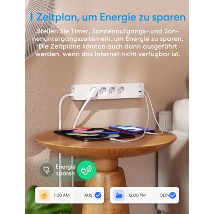 Meross Matter Steckdosenleiste GaN USB C Ladegerät 30W, Smart Mehrfachsteckdose mit WLAN, Alexa, Apple HomeKit, Google, 16A, individuelle Steuerung – Bild 5