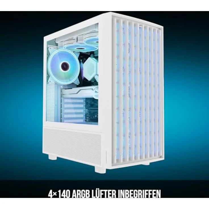 Modecom ATX Breeze ARGB Semitower Gehäuse, Weiß - PC-Gehäuse mit mehrfarbiger Beleuchtung und großem Platzangebot – Bild 3