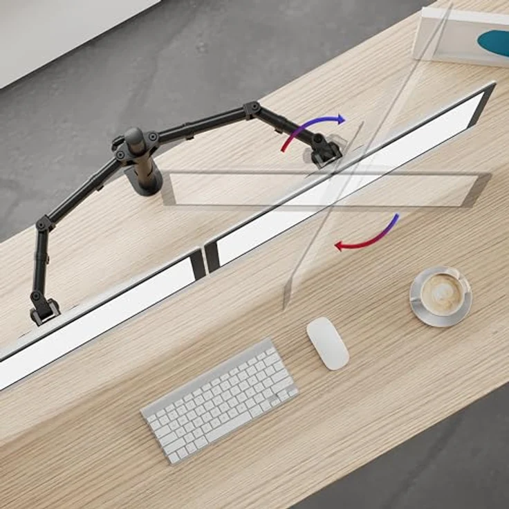 Duronic DM252 Monitorhalterung / Tischhalterung / Bildschirmhalterung / Monitorständer für zwei LCD/LED Computer Bildschirme / Fernsehgeräte mit Neig und Rotierfunktion – Bild 7