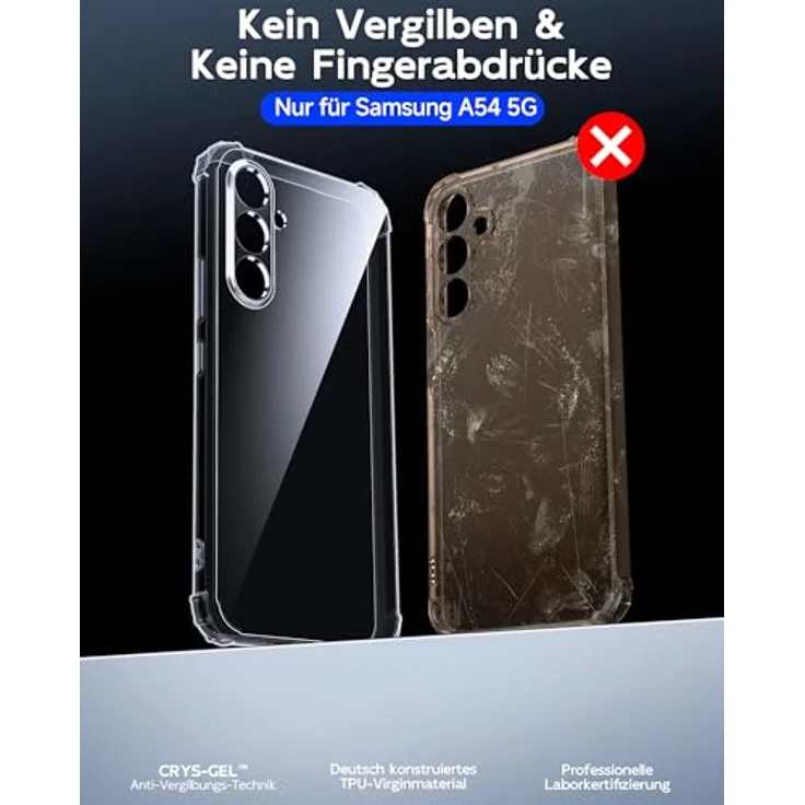 LeYi Samsung Galaxy A54 5G Hülle Transparent, Weich TPU Silikon mit 2 Schutzfolien, Stoßfestes Crystal Clear Cover Case mit Kameraschutz – Bild 5