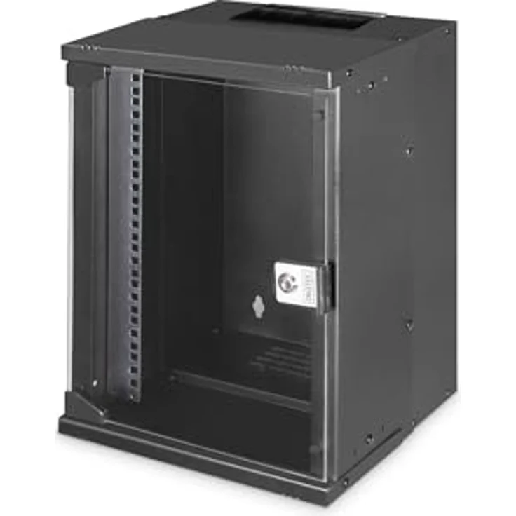 DIGITUS Netzwerk-Schrank 10-Zoll 9HE Wandmontage unmontiert 457x316x298mm Traglast 30kg IP20 Schutzklasse Schwarz – Bild 1
