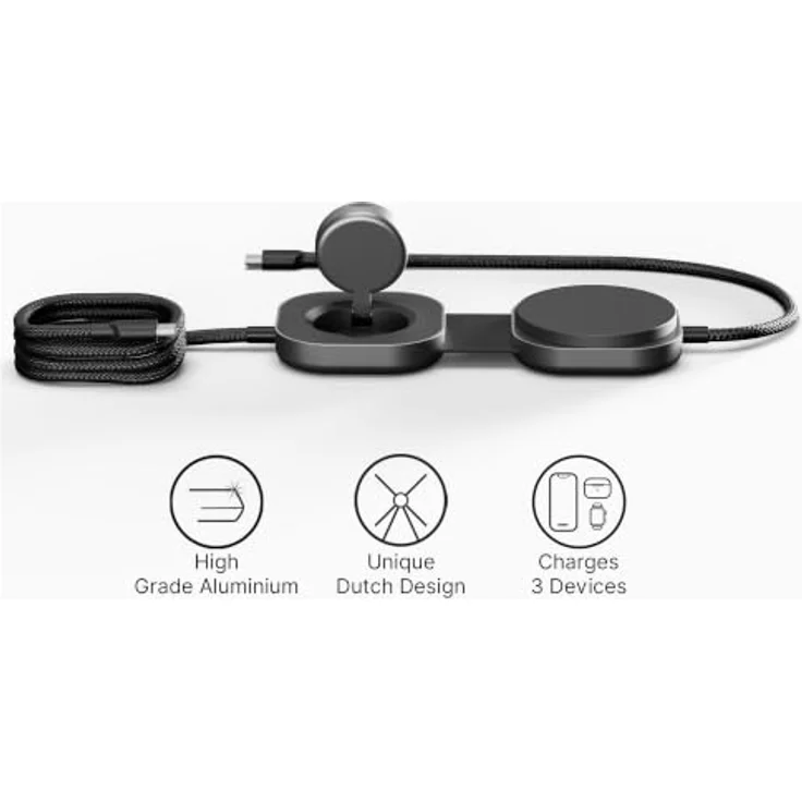 ZENS Induktions-Ladegerät ZECC07B, Qi2-zertifiziertes 15 W kabelloses Laden, Apple MagSafe und USB-C®, schwarz – Bild 2