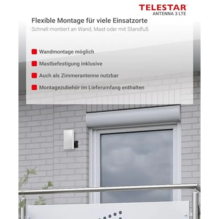 TELESTAR Antenna 3 LTE, Aktive DVB-T2 Antenne mit 28 dB Signalverstärkung, für Innen- und Außenbereich, Weiß – Bild 5