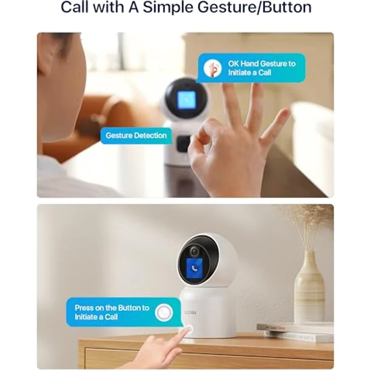 ZOSI 4K WLAN Überwachungskamera C519M mit 1,44" Monitor, 8MP Innen Kamera 360° schwenkbar, AI Personenerkennung, 2-Wege-Videoanruf, 2,4/5GHz WiFi – Bild 3