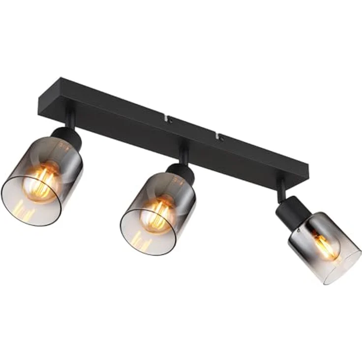 Globo Lighting Globo Deckenleuchte Hubertus 3-flammig 54308-3, rauch/klar/schwarz, bewegliche Spots, 3x E14 Fassungen – Bild 1