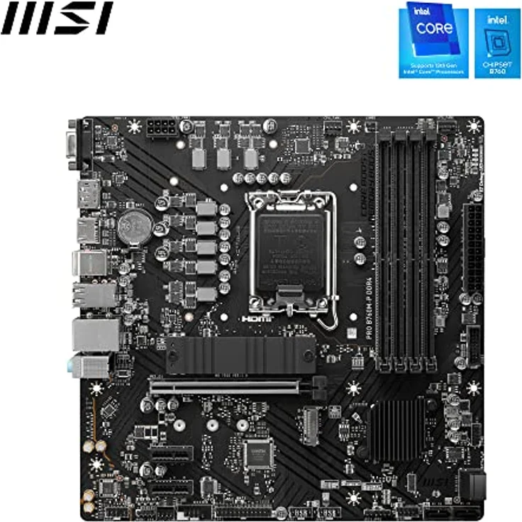 MSI PRO B760M-P DDR4 Mainboard, Unterstützt Intel 12th und 13th Gen Core Prozessoren, LGA 1700, DDR4 Memory Boost 4800+MHz/OC, PCIe 4.0 x16 Slot, M.2 Gen4 Slots, Micro-ATX – Bild 2