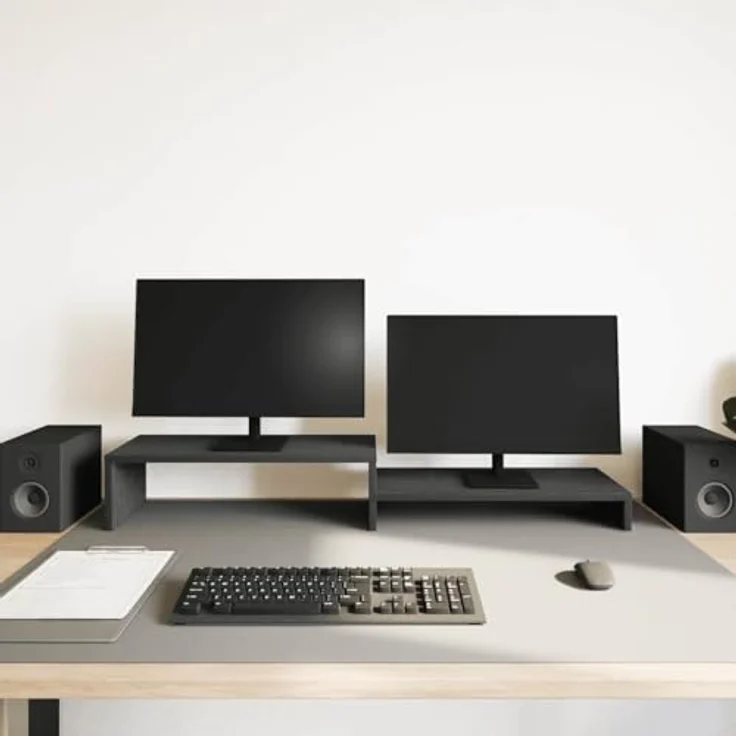 vidaXL Monitorständer Eichen-Optik, Holzwerkstoff, Monitorerhöhung mit Stauraum, Schwarz, 54x22x15 cm – Bild 3