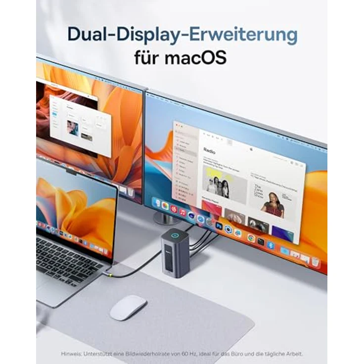 Baseus Nomos Air Docking Station 12 in 1, USB-C Hub mit 4K HDMI/DP, Dual-Display, 10Gbps USB-Anschlüsse, 100W PD, Gigabit-Ethernet, kompatibel mit macOS/Windows (ohne Netzteil) – Bild 2