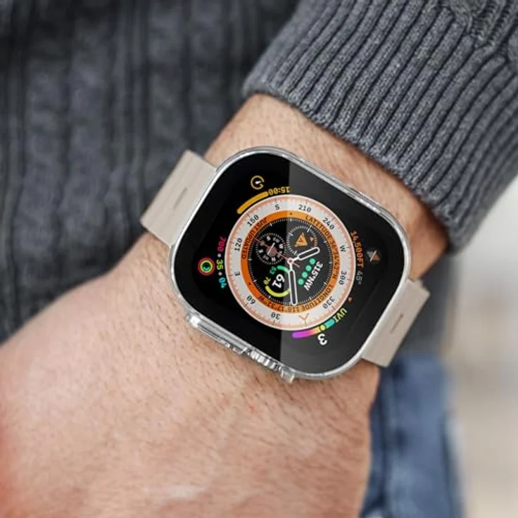 Vonmühlen Dünne Hülle für Apple Watch Ultra 1/2, Kratzfeste und Wasserabweisende Schutzhülle aus Umweltbewussten Materialien, Transparent, Case 49mm – Bild 3