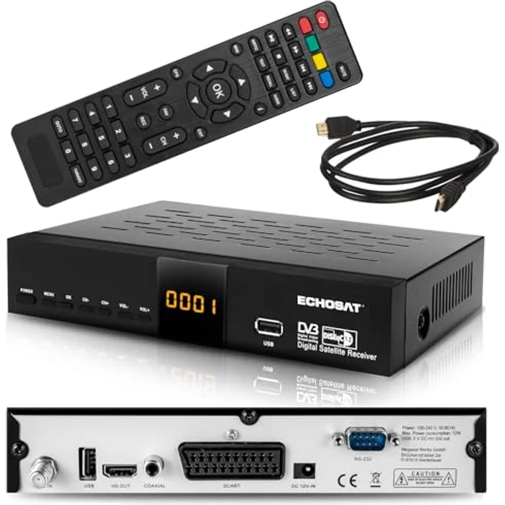 Echosat HD-SAT-Receiver 20900M, Free-to-Air-TV mit Full HD 1080p, USB Mediaplayer, 12V Campingfunktion – Bild 1