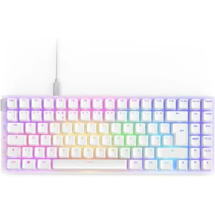 NZXT Function 2 MiniTKL, Optische Tenkeyless Gamingtastatur mit RGB-Beleuchtung, 8K-Abfragerate, linearen Switches, Hot-Swap, weiß UK (QWERTY)