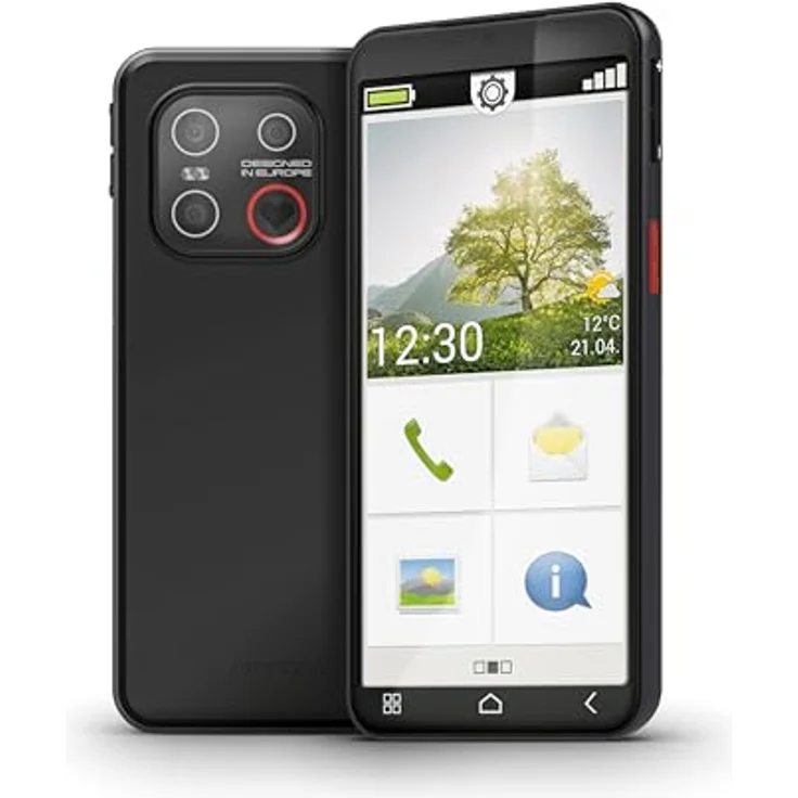 Emporia emporiaSMART.7lite, Senioren-Smartphone ohne Vertrag, Android 15, 5,45" Touchdisplay, Notruftaste, NFC, Fingerabdrucksensor, hörgerätekompatibel, Schwarz, 6 GB RAM, 128 GB Speicher, Triple-Kamera 13 MP – Bild 3
