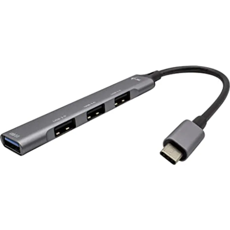I-Tec USB-Hub, 4 Ports mit 1 x SuperSpeed USB 3.0 und 3 x USB 2.0, Desktop, Grau