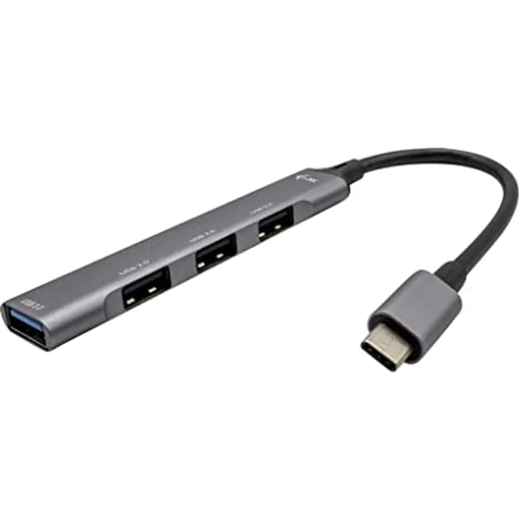 I-Tec USB-Hub, 4 Ports mit 1 x SuperSpeed USB 3.0 und 3 x USB 2.0, Desktop, Grau – Bild 1