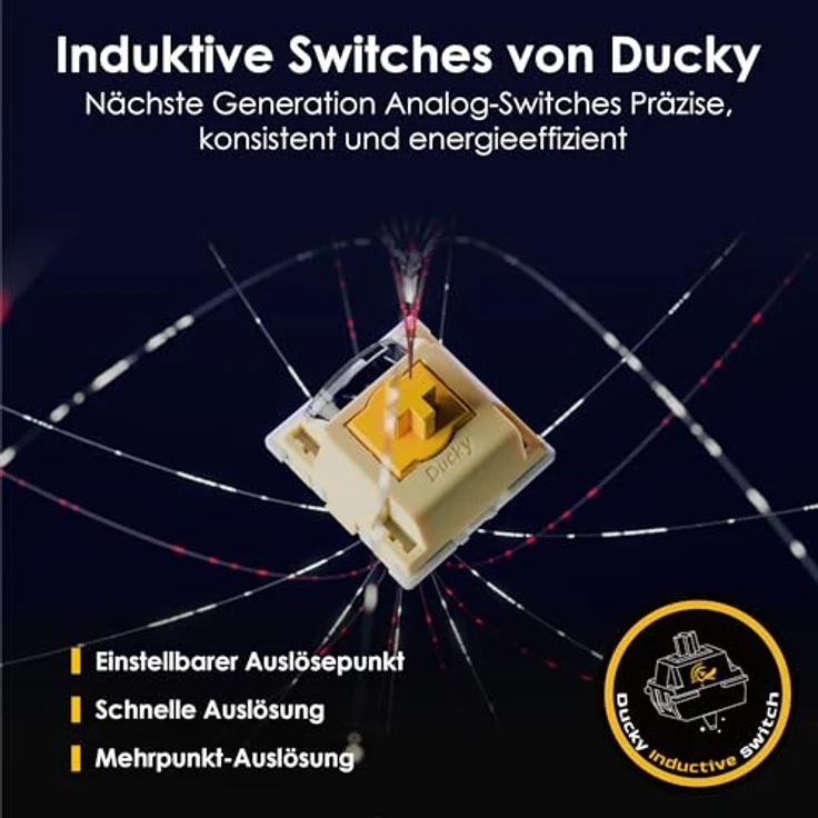 Ducky One X Mini Wireless Gaming Tastatur Weiß – 60% Tastatur, Induktive Switches, Tri-Mode-Konnektivität USB-C, 2.4GHz, Bluetooth, Rapid Trigger, Einstellbare Auslösung, RGB, ISO Tastatur deutsch – Bild 2