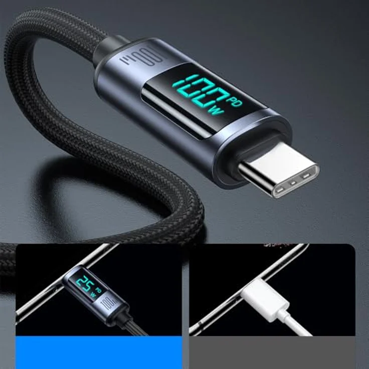 Joyroom S-CC100A16, USB-C Kabel 100W 1,2m mit LED-Anzeige, schwarz – Bild 5