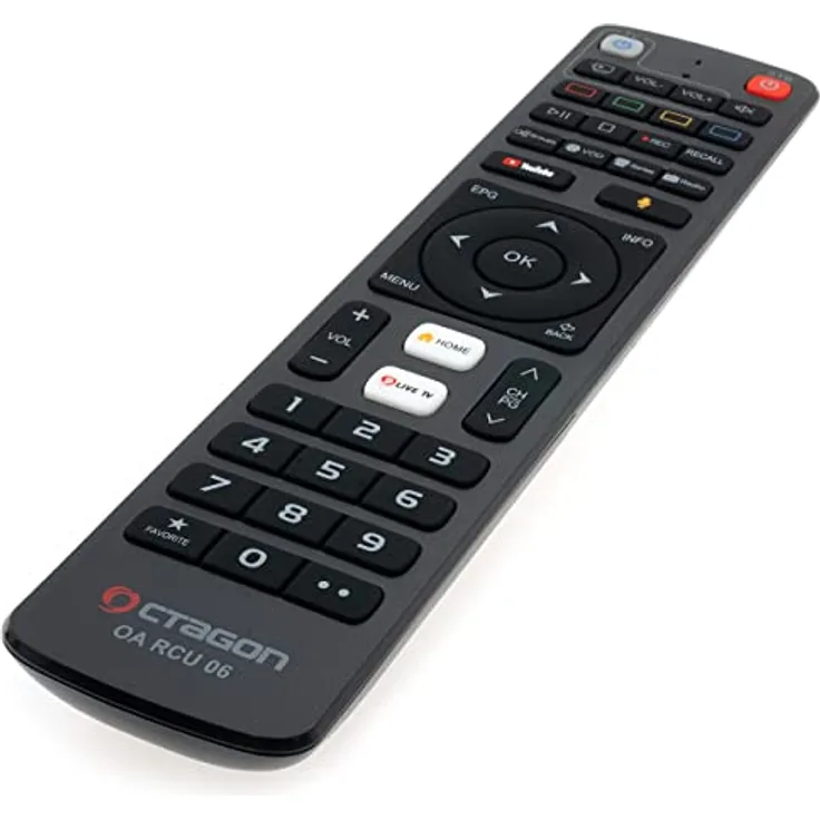 Octagon OA RCU 06 Original Fernbedienung für Spirit 4K Android TV & Spirit PRO 4K Android TV - 2in1 Funktion ohne Anlernen für Ihren Receiver & lernbar für Ihren Fernseher, Remote Control - Ergonomisches Design, sofort einsatzbereit