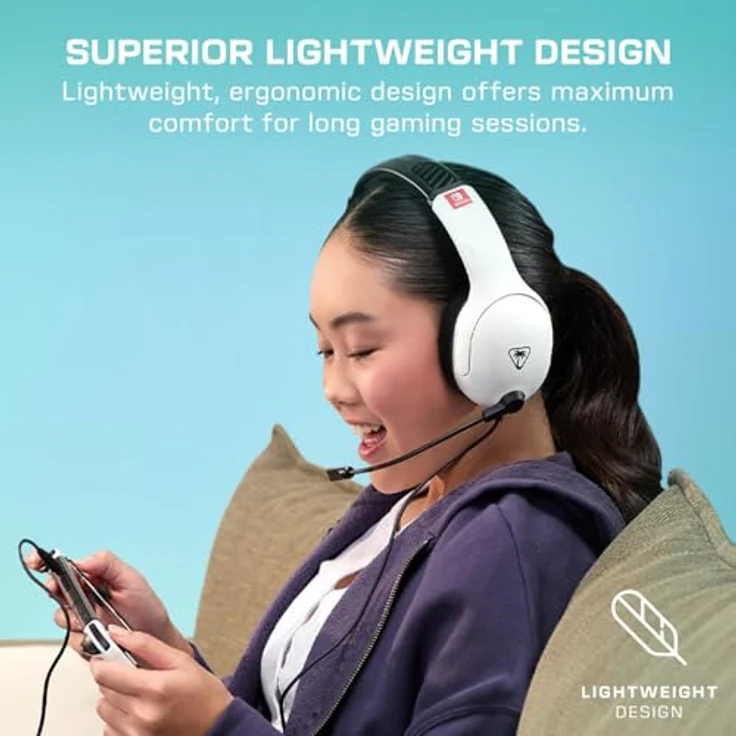 Turtle Beach Airlite Fit Wired Gaming Headset, Schwarz und Weiß, für Nintendo Switch, 40-mm-Lautsprecher, Flip-to-Mute Mic, Over-Ear Komfort – Bild 5