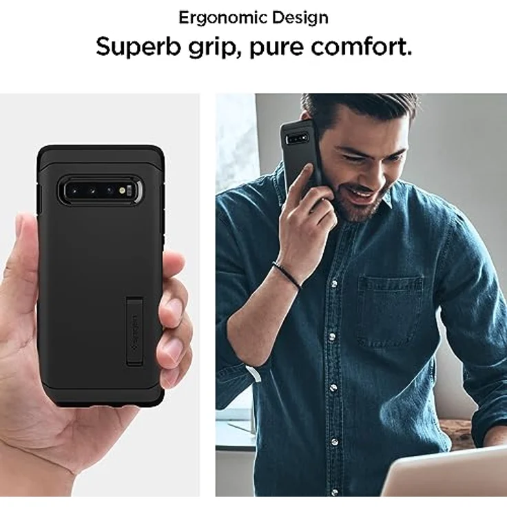 Spigen 606CS25770 Tough Armor Kompatibel mit Samsung Galaxy S10 Plus - S10+ Hülle, Doppelte Schutzschicht Fallschutz Schutzhülle Case Schwarz – Bild 5