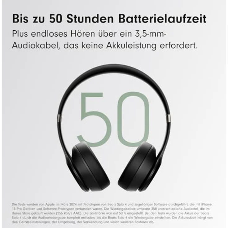 Beats Solo 4 - Kabelloser Bluetooth On-Ear Kopfhörer, Apple & Android kompatibel, Bis zu 50 Stunden Akkulaufzeit - Mattschwarz – Bild 3