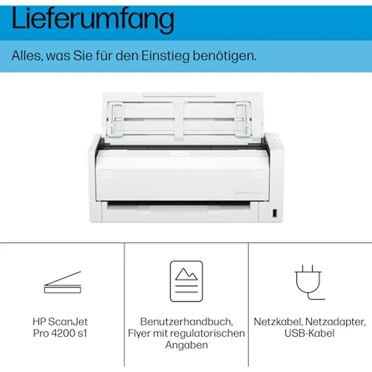 HP ScanJet Pro 4200 s1, ADF Duplex-Scanner für A4 mit 600 DPI, 40 ppm, Blau und Weiß – Bild 5