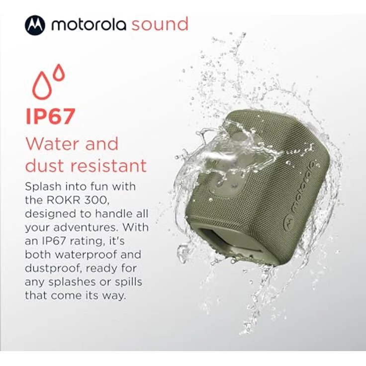 Motorola Sound ROKR 300, Tragbarer Bluetooth 5.3-Lautsprecher mit 7 W, IP67 wasser- und staubbeständig, 12 Stunden Akkulaufzeit, Grün – Bild 5