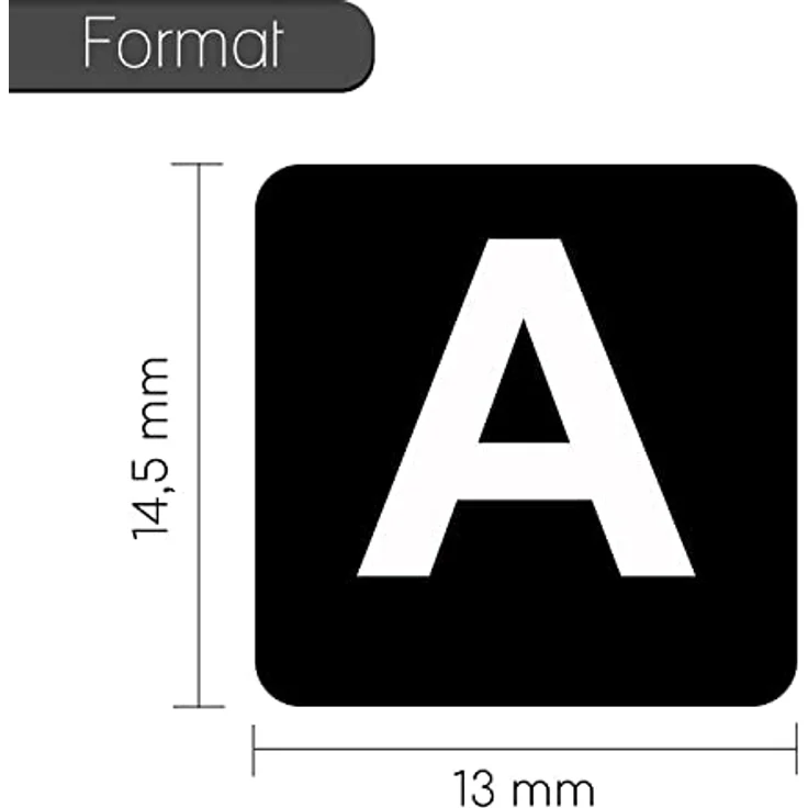 easydruck24de Beschriftung für Deutsche Tastatur, Großbuchstaben, Schwarze Tastaturaufkleber mit weißen Buchstaben, sehbehindert, schwach sehen - perfekt für jedes Keyboard, hin_184 – Bild 2