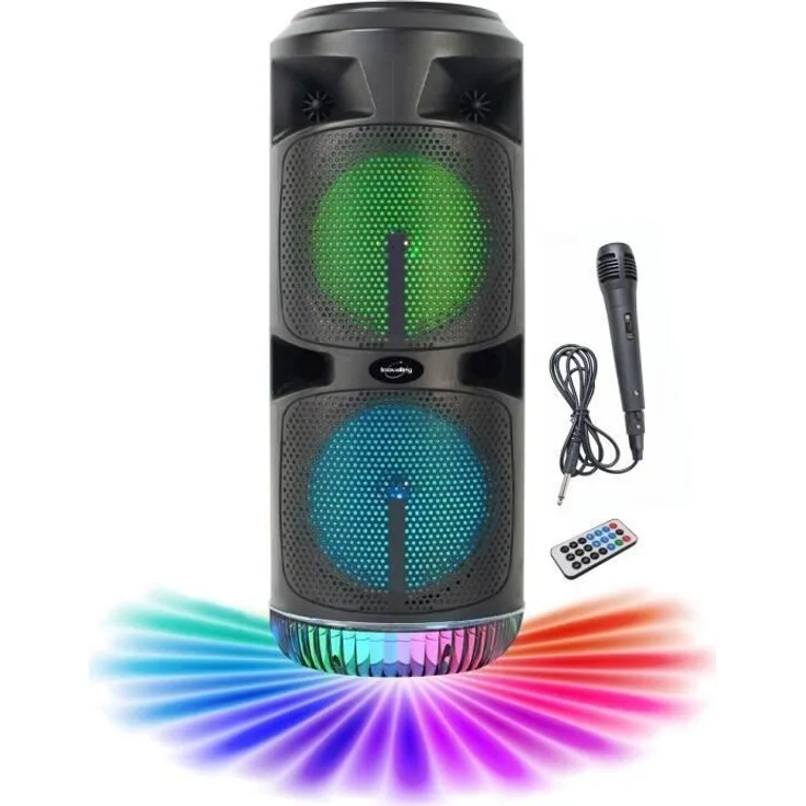 INOVALLEY KA03-XXL, Karaoke-Lautsprecher mit Bluetooth V5.0, 450 W, integrierter Karaoke-Funktion und bunten LED-Leuchten