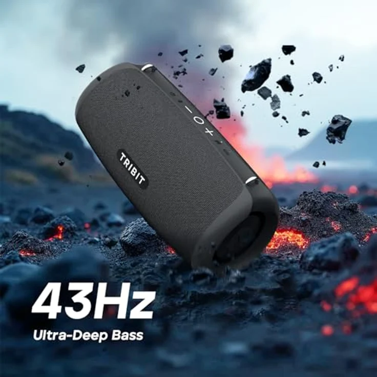 Tribit StormBox Lava tragbarer Bluetooth-Lautsprecher, 80W Funklautsprecher, 24H Spielzeit, IP67 Wasserdicht, Bluetooth 5.4, EQ, Bass, eingebautes Mikrofon, TWS für Camping/Strand/Party/Outdoor – Bild 3