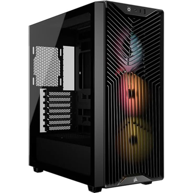 CORSAIR 3200D RS ARGB Mid-Tower ATX PC-Gehäuse, 3x RS120 ARGB PWM-Lüfter, GPU-Anti-Sag-Stabilisierungsarm, USB-Typ-C, Schwarz – Bild 1