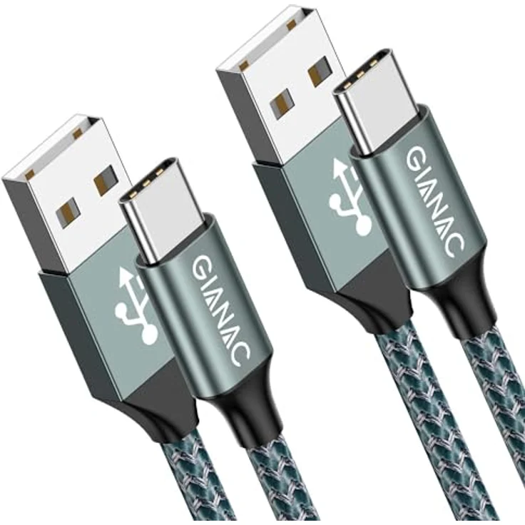 GIANAC USB C Kabel, [2 Stück 2m] 3.1A Schnellladekabel mit Hochgeschwindigkeits-Datenübertragung für Samsung S10/S9/S8, Huawei P30/P20, Sony Xperia – Bild 1