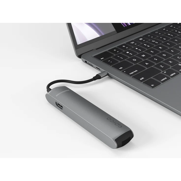 Epico 6in1 Slim Hub 8K, USB-C Anschluss mit HDMI, drei USB-A, Ethernet, grau
