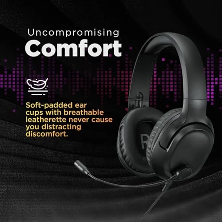 Lenovo H110 Gaming Headset (P), kabelgebundenes Gaming-Headset mit 50-mm-Treibern und omnidirektionalem Mikrofon, Schwarz – Bild 5