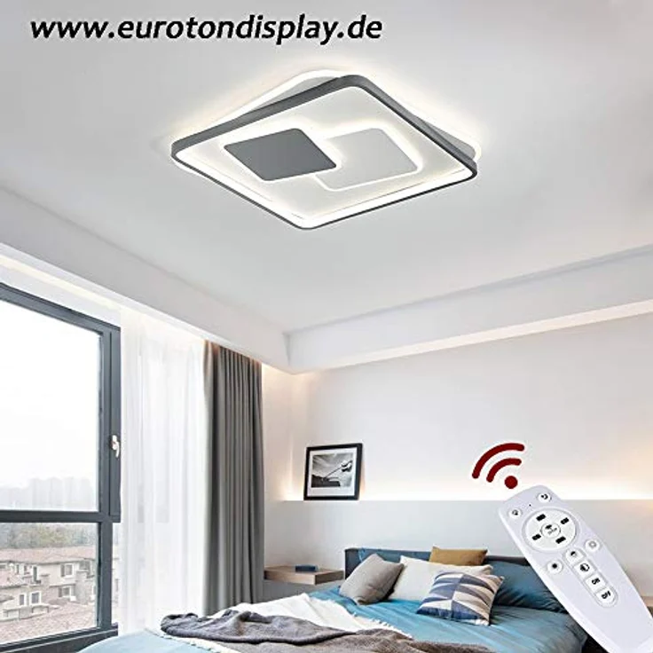 Eurotondisplay NEU Euroton 9643-FX 50x52 cm, H 5,5 cm LED Deckenleuchte mit Fernbedienung Lichtfarbe/Helligkeit einstellbar (weiß/grau) – Bild 5