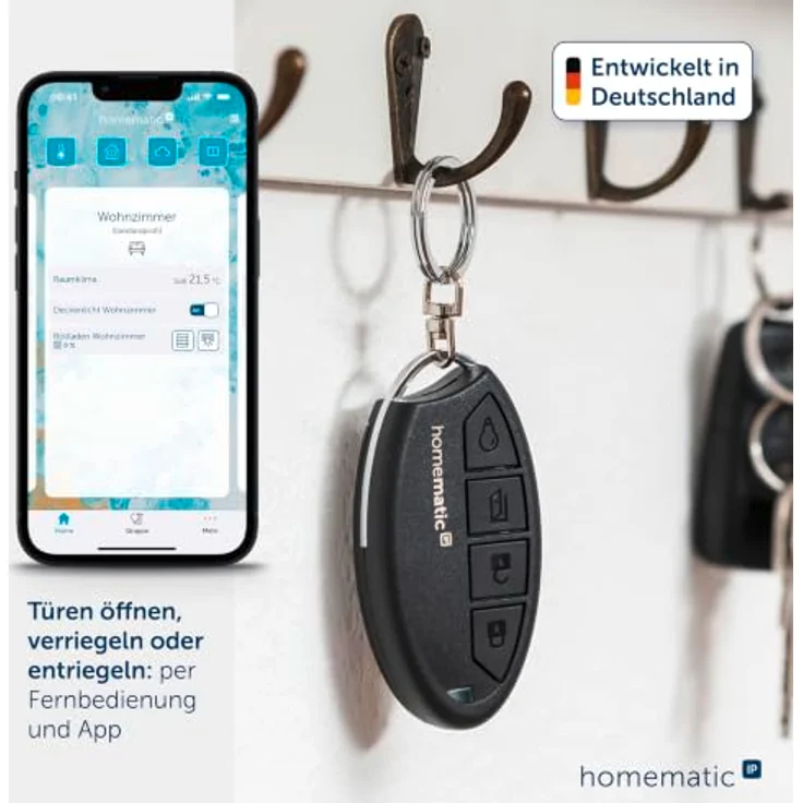Homematic IP HmIP-KRCK-2 Schlüsselbundfernbedienung, Funk-Fernbedienung in Schwarz mit Zutrittsfunktion – Bild 2