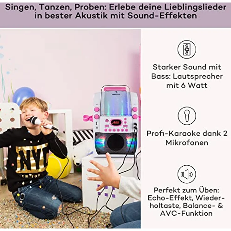 Auna Karaokeanlage Maschine Set Lichtshow Wasserfontäne Bluetooth – Bild 4