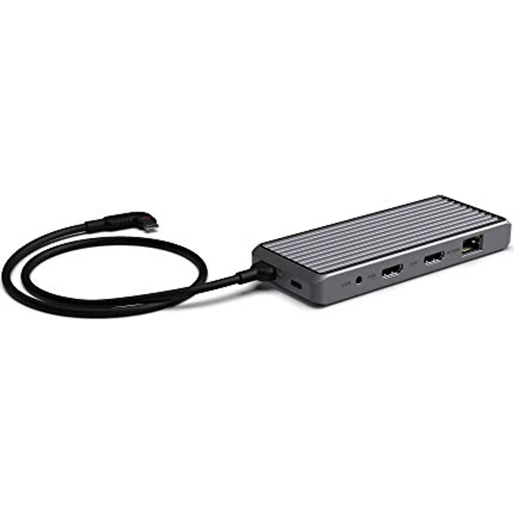 Unisynk USB-C 10-Port Dual Screen Hub Grey 100W, Dual Screen, Rubberized Edges, Grooved Aluminum, L-Connector – Bild 3