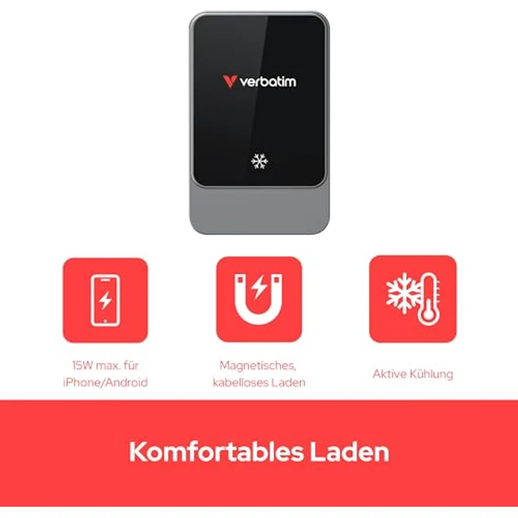 Verbatim Autoladegerät N Drive 15W Rgb Cnd-03 Schwarz Silber/Schwarz Silber 31862, Magnetic Wireless Car Charger – Bild 2