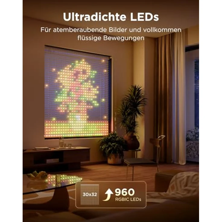 Govee Curtain Lights Pro, 960 LEDs Smart LED-Vorhang, IP67 Wasserfest, 1,65x1,76m, AIGC, 250+ Modi, Musiksynchronisation, dynamische DIY Lichterkette für Weihnachtsdeko – Bild 2