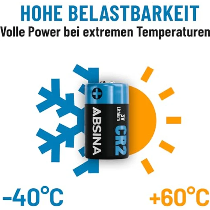 ABSINA CR2 Lithium Batterie 3V, 8er Pack mit 800 mAh Kapazität, ideal für Kameras und Taschenlampen – Bild 6