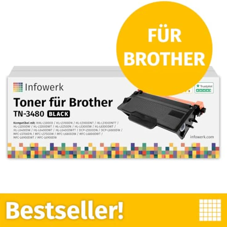 Infowerk Toner TN3480, 3er Set schwarz, kompatibel mit Brother Druckern, ca. 1.000 Seiten pro Patrone – Bild 2