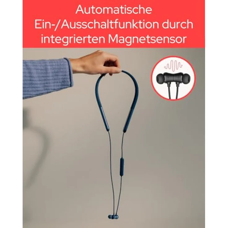 Verbatim TruSound Pro, Kabellose Nackenband-Kopfhörer mit 110 Stunden Akkulaufzeit, Bluetooth 5.4 und ENC-Anrufklarheit, Blau – Bild 6