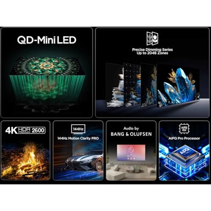 TCL 55Q7C 55 Zoll QD-Mini LED-Fernseher, 4K HDR Premium 2600, Smart Google TV mit Dolby Vision IQ & Atmos, HVA-Panel, Audio von Bang & Olufsen, 144Hz Motion Clarity Pro, Game Master – Bild 4