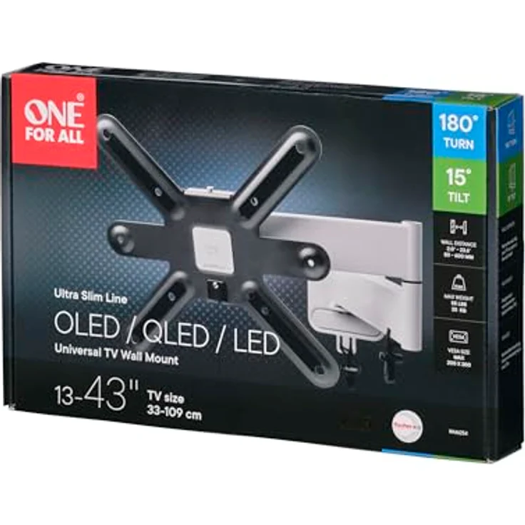 One for All WM 6254, Ultraslim TV Wandhalterung für 43 Zoll Fernseher, Schwenk- und Neigungseinstellung, Schwarz – Bild 8