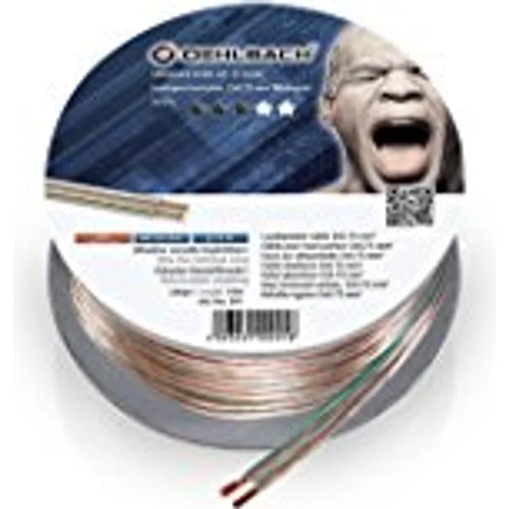 Oehlbach Speaker Wire SP-7 - Stereo HI-FI Lautsprecherkabel - Boxenkabel mit OFC (sauerstofffreies Kupfer) 2 x 0,75 mm² - Mini Spule Lautsprecher Kabel - Glasklar 10 Meter – Bild 3