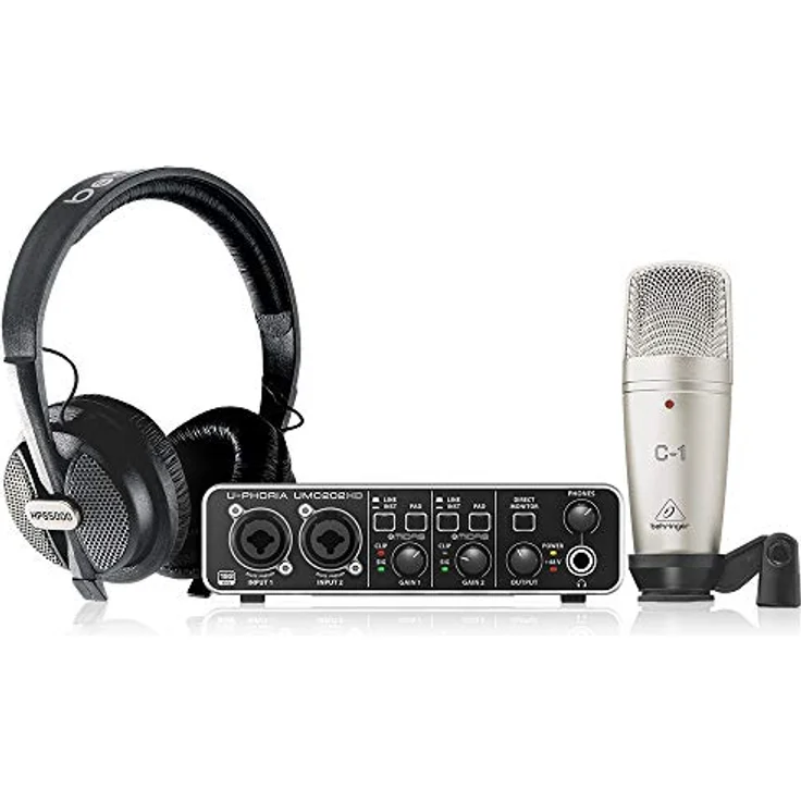 Behringer U-PHORIA STUDIO PRO, Komplettes Aufnahmepaket mit 24-Bit/192 kHz USB Audio Interface, Kondensatormikrofon und Studiokopfhörern – Bild 2