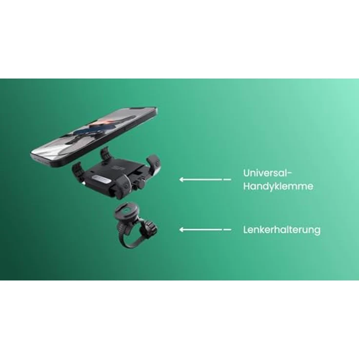 Egret Phone Fix Universal-Handyhalterung für Lenkstange, 2-in-1 Halterung für E-Scooter und Fahrräder, werkzeuglose Montage, Schwarz – Bild 2