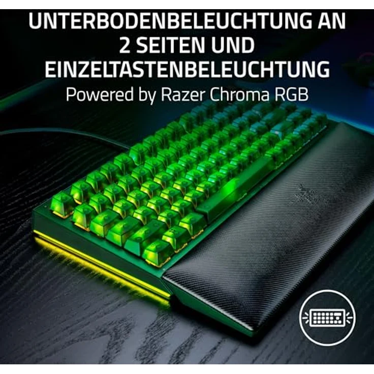 Razer BlackWidow V4 75% Phantom Green Edition, Hot-swap-fähige mechanische Gaming-Tastatur mit Orange Tactile Switches, Aluminiumgehäuse, Chroma RGB und Mediensteuerung, US Layout | Phantom Green – Bild 5